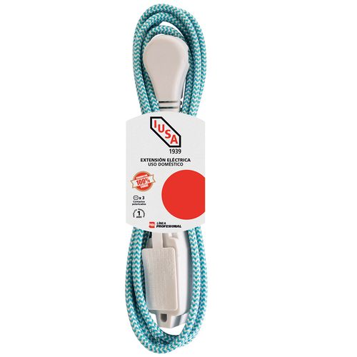 Extensión Eléctrica Trenzada IUSA Azul con Blanco 16AWG 5m  Modelo. 620028