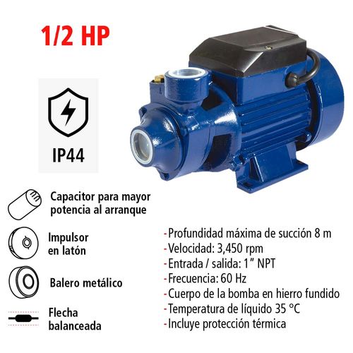 Bomba Hidráulica Periférica, Primo de 1/2 HP  Modelo. 619696