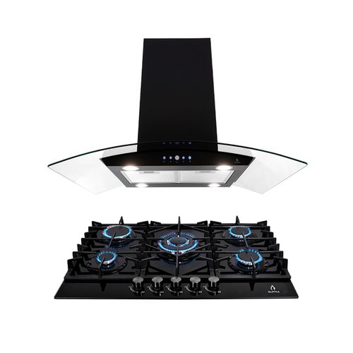 combo Empotrable SUPRa Parrilla para gas 5 q, campana extractora de isla barsino