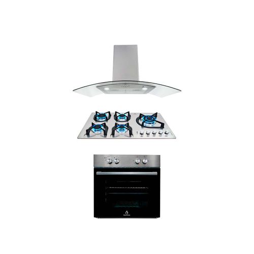 combo Empotrable SUPRa Parrilla a gas de 5 q, campana extractora de pared y Horno a gas veneta