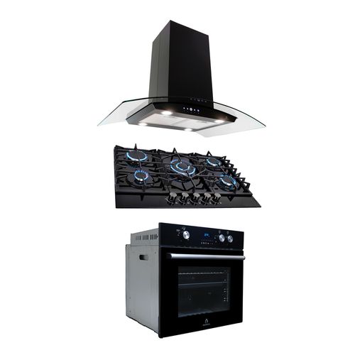 combo Empotrable SUPRa Parrilla a gas de 5 q, campana extractora de isla y Horno a gas barelli