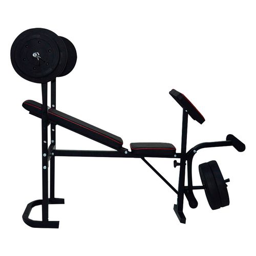 Banco multifuncional Sparta con barra y discos 55kg workoutb55kg (121,22lbs)