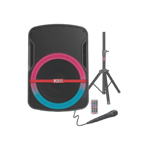 Bafle KSR recargable 15" luz multicolor 25,000 pmpo/50w rms radio fm msa-7515mx