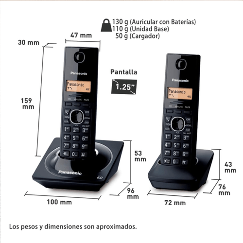 Teléfono inalámbrico Panasonic 6.0 digital 2 auri kx-tg1712meb