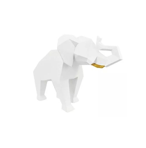 Elefante Blanco con Terminados Dorados de Resina DMA-1044WH