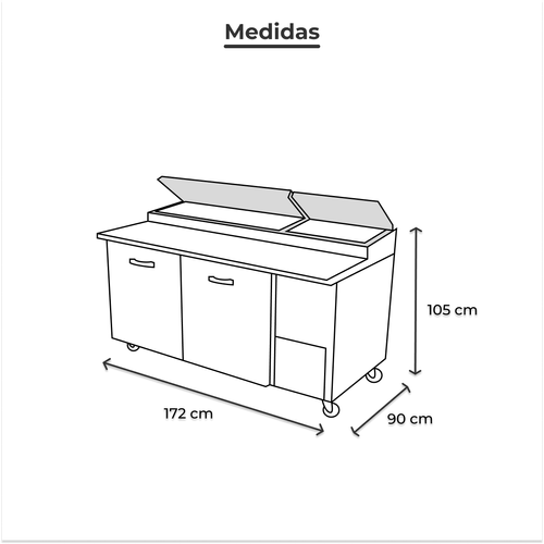 Mesa fría Torrey preparación de alimentos acero inoxidable ppt67-11r1s