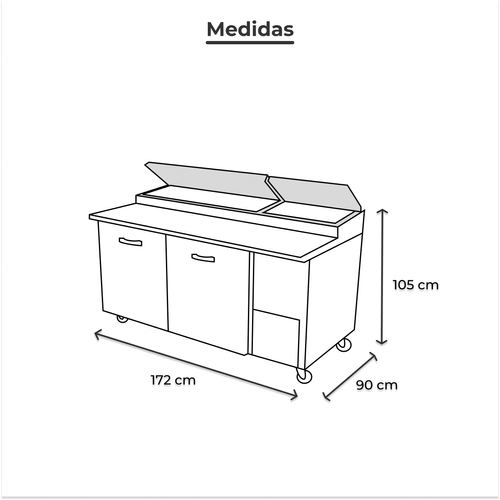 Mesa Fría Torrey Preparación De Alimentos Acero Inoxidable PPT67-11R1S