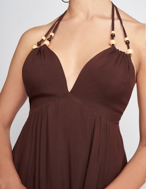 Vestido Devendi Café Halter 316-06