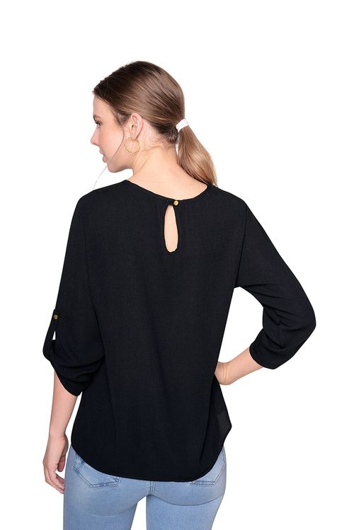 Blusa Devendi Bordada Negro 213-08