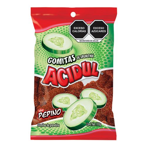 Gomitas sabor pepino con chile Acidul 100 gr