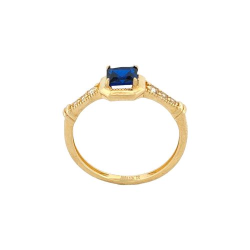 Anillo Diseño Italiano Zirconias Azul Oro 10 K