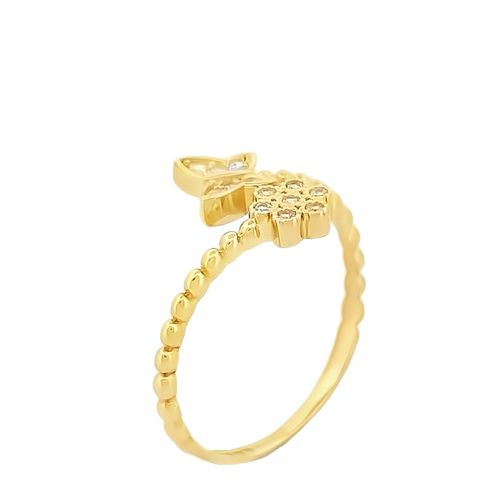 Anillo Flor Con Mariposa Oro 10 k