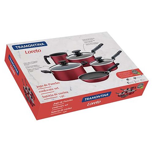 Batería De Cocina Loreto 8 Piezas Tramontina Rojo 20399782