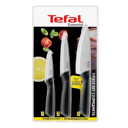 Juego De 3 Cuchillos Tefal Negro K2213S75