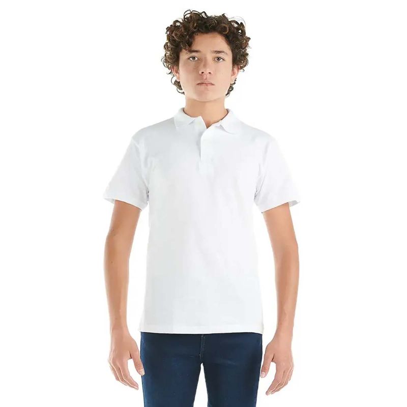 Playera Tipo Polo Para Nino Optima Blanco 32417