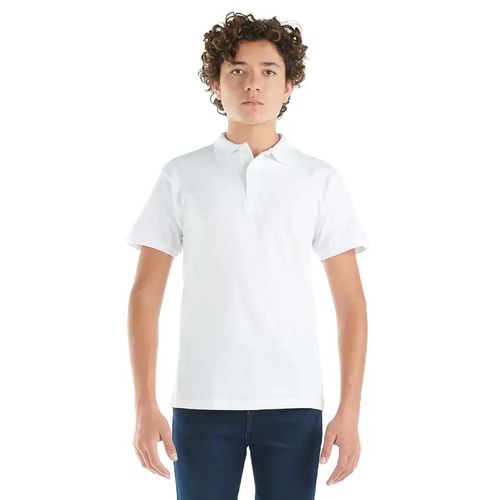 Playera Tipo Polo Para Niño Optima Blanco 32417