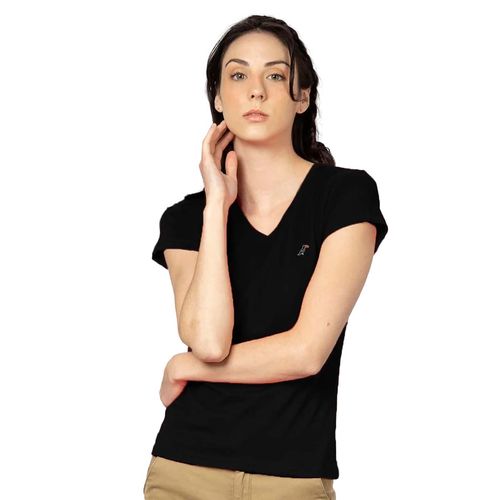 Playera Con Cuello V Para Dama Tucane Negro AIR V NECK