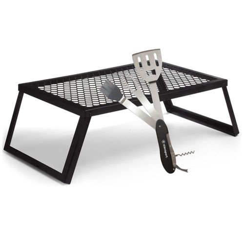Parrilla plegable para campamento con espátula 5 en 1 portátil  mod. mt-02