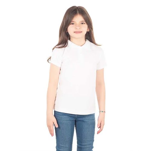 Playera para niña tipo polo Optima blanco 33984