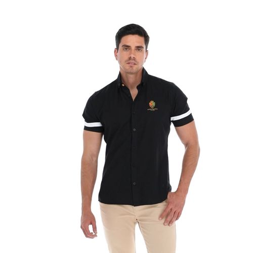 Camisa Casual Para Caballero Porto Blanco Negro MCE-2196