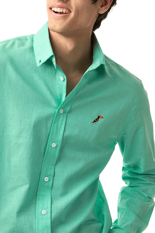 Camisa Casual Para Caballero Tucane Menta ALWAYS.LINEN.SH