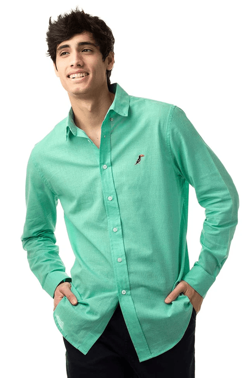 Camisa Casual Para Caballero Tucane Menta ALWAYS.LINEN.SH