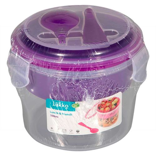 Recipiente hermético con charola Lukko morado gl9817