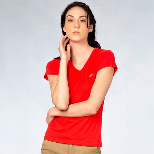 Playera Para Dama Tucane Rojo AIR V NECK