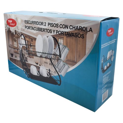 Escurridor Con Charola 2 Pisos Regalos Siglo XXI Negro 2415-3822