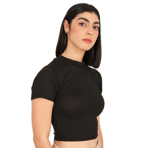 Top Corto Para Dama Punto Sole Negro Basic