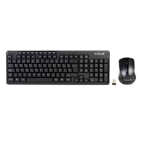 Kit De Teclado y Mouse Inalámbrico Techzone Negro TZ16COMB01-INA