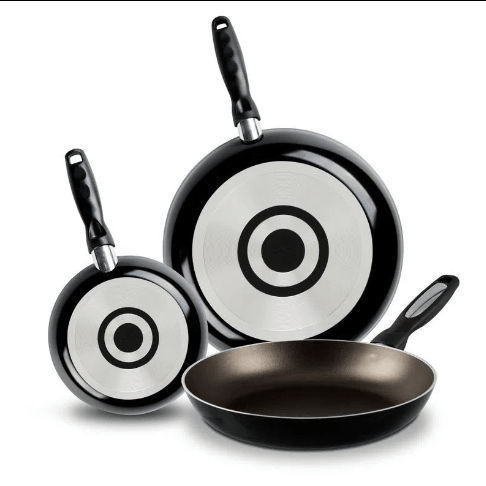 3 Pack de sartenes Ekco trendy blue aluminio con duraflon negro