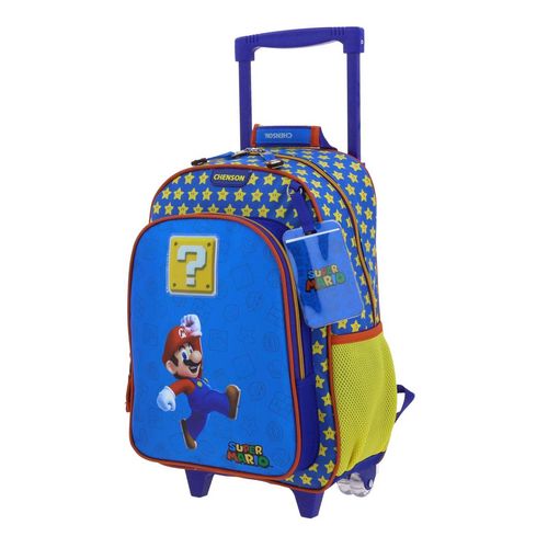 Mochila Con Ruedas Mario Bross Chenson MB66309-9 Azul