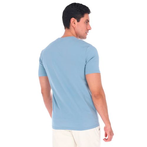 Playera Casual Para Caballero Porto Blanco Azul TBASIC-31