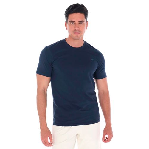 Playera Casual Para Caballero Porto Blanco Azul TBASIC-34