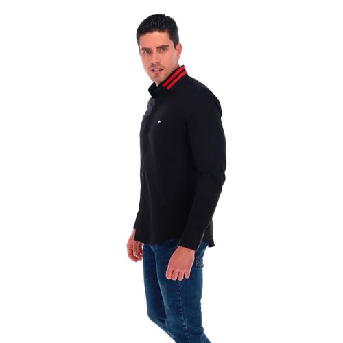 Camisa Casual Para Caballero Porto Blanco Negro C-2188