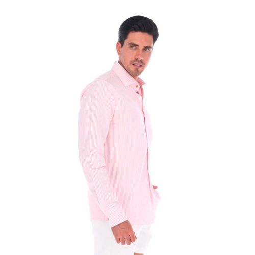 Camisa Casual Para Caballero Porto Blanco Rosa C-2275