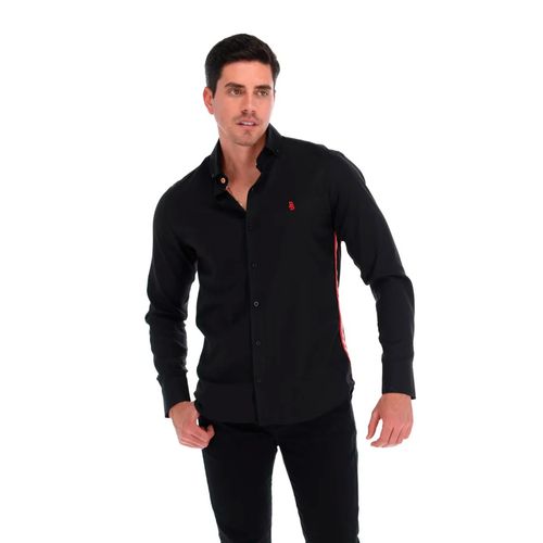 Camisa Casual Para Caballero Porto Blanco Negro E-2207