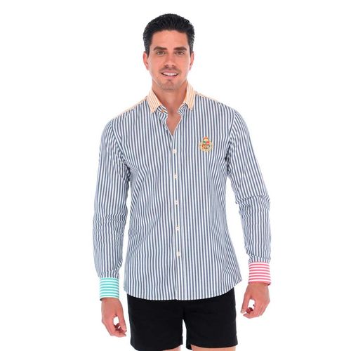 Camisa Casual Para Caballero Porto Blanco Gris E-2269