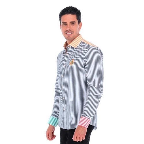 Camisa Casual Para Caballero Porto Blanco Gris E-2269