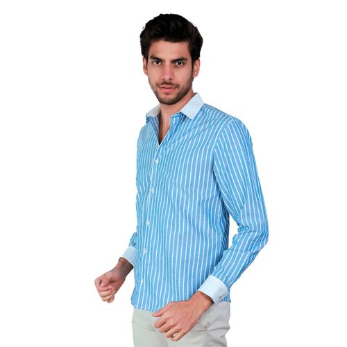 Camisa Casual Para Caballero Alberto Olguin Azul AOMC1352