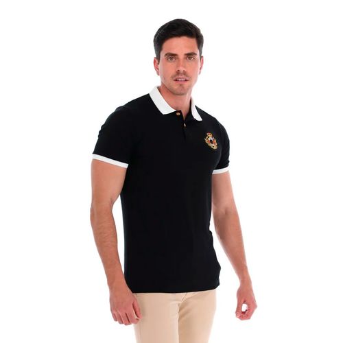 Playera Polo Para Caballero Porto Blanco Negro PLE-2223