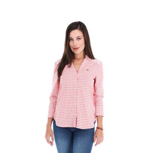 Blusa Camisera Para Dama Porto Blanco Rojo D-2182