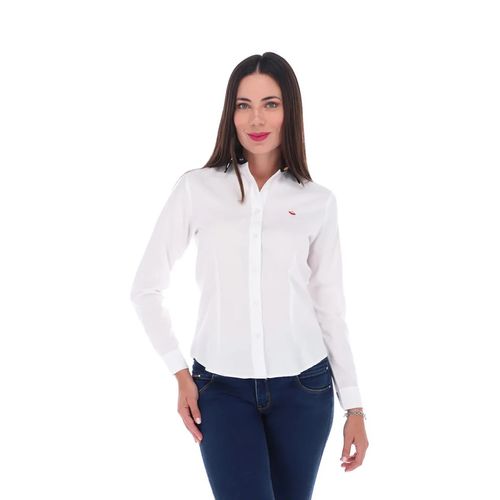 Blusa Camisera Para Dama Porto Blanco Blanco D-2193