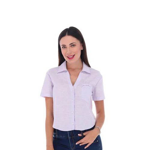 Blusa Camisera Para Dama Porto Blanco Morado D-2218