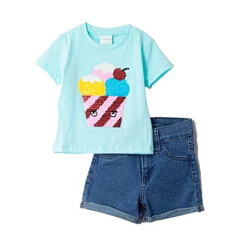 Conjunto de short y playera para niña choys azul 8263