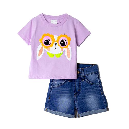 Conjunto De Playera Y Short Para Niña Choys Multicolor 8511