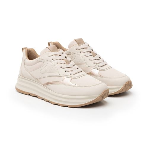 Tenis Casual Para Dama Flexi Beige 127102