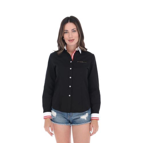 Blusa Camisera Para Dama Porto Blanco Negro DE-2270