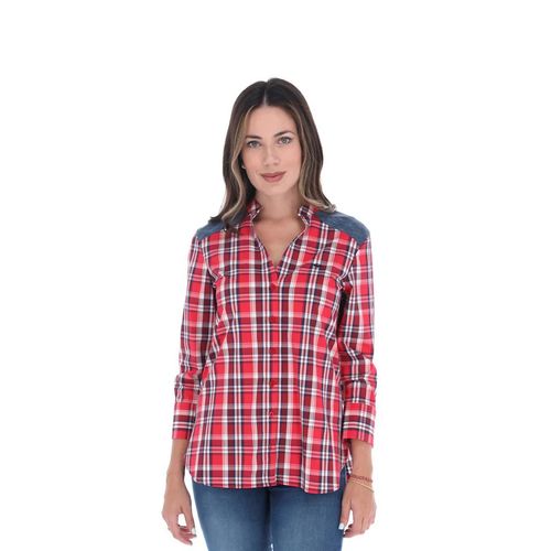 Blusa Camisera Para Dama Porto Blanco Rojo D-2266